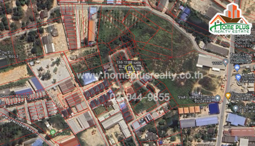 ที่ดิน ที่ดินใกล้ถนนสุขุมวิท54ตำบลเนินพระ อำเภอเมือง ระยอง เนื้อที่ 60 ตารางวา
