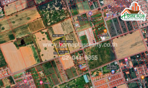 ที่ดิน ที่ดินใกล้สนามกีฬา80ปีตำบลบ้านใหม่ อำเภอเมือง นครราชสีมา เนื้อที่ 5 ไร่ 2 งาน 95 ตารางวา